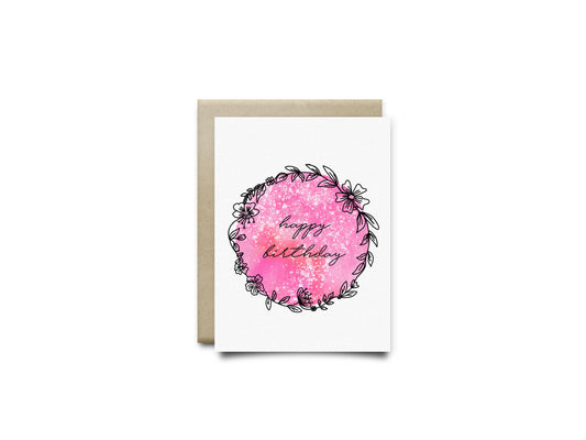 Pink Happy Birthday Greeting Card